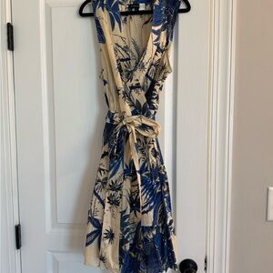 Banana Republic Beige and Navy Floral Midi Dress